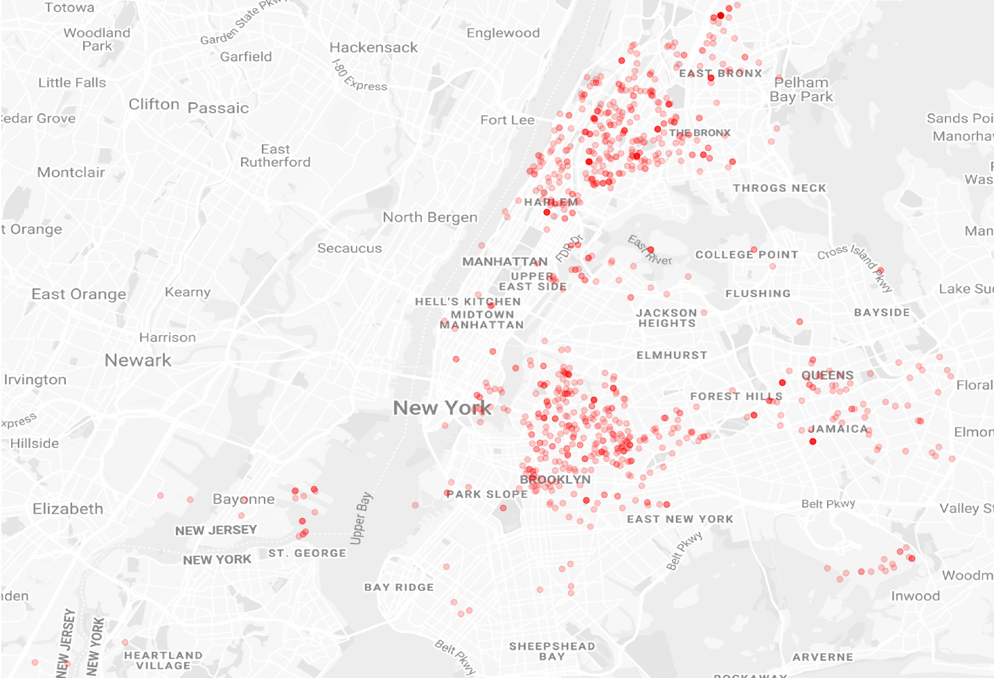  Reported shootings in NY
                (2018)