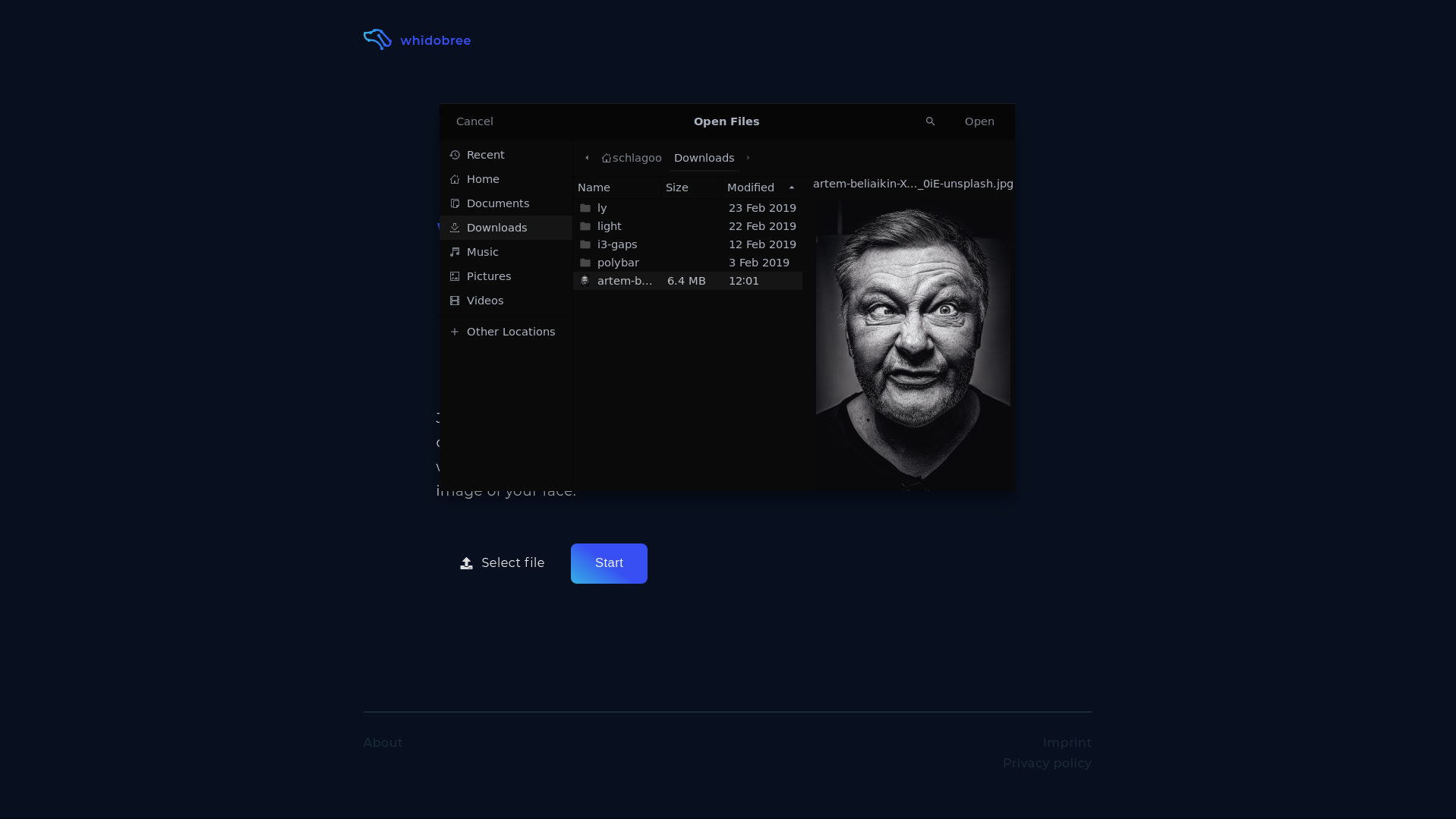  Whidobree landing page