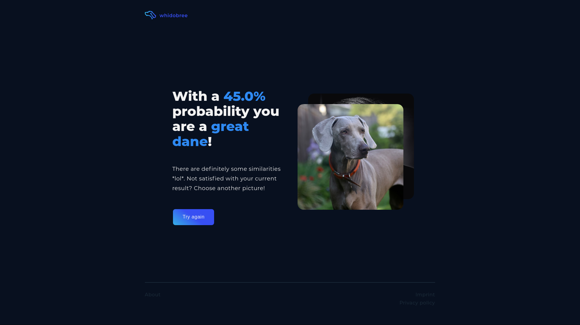  Whidobree landing page